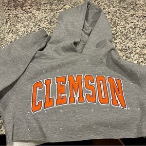 clemson bedazzled cropped sweatshirt